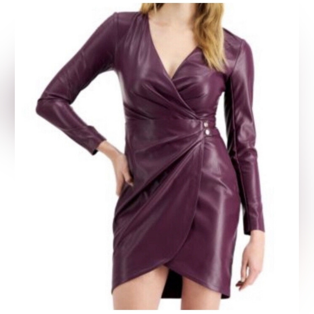 Guess faux leather Euphoria purple dress size M NEW